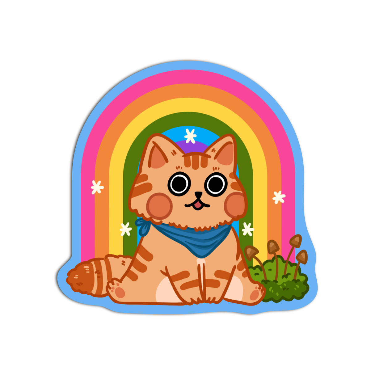 Kawaii Rainbow Dazed Cat Sticker