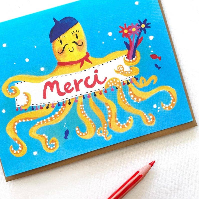 Octopus Merci Greeting Card