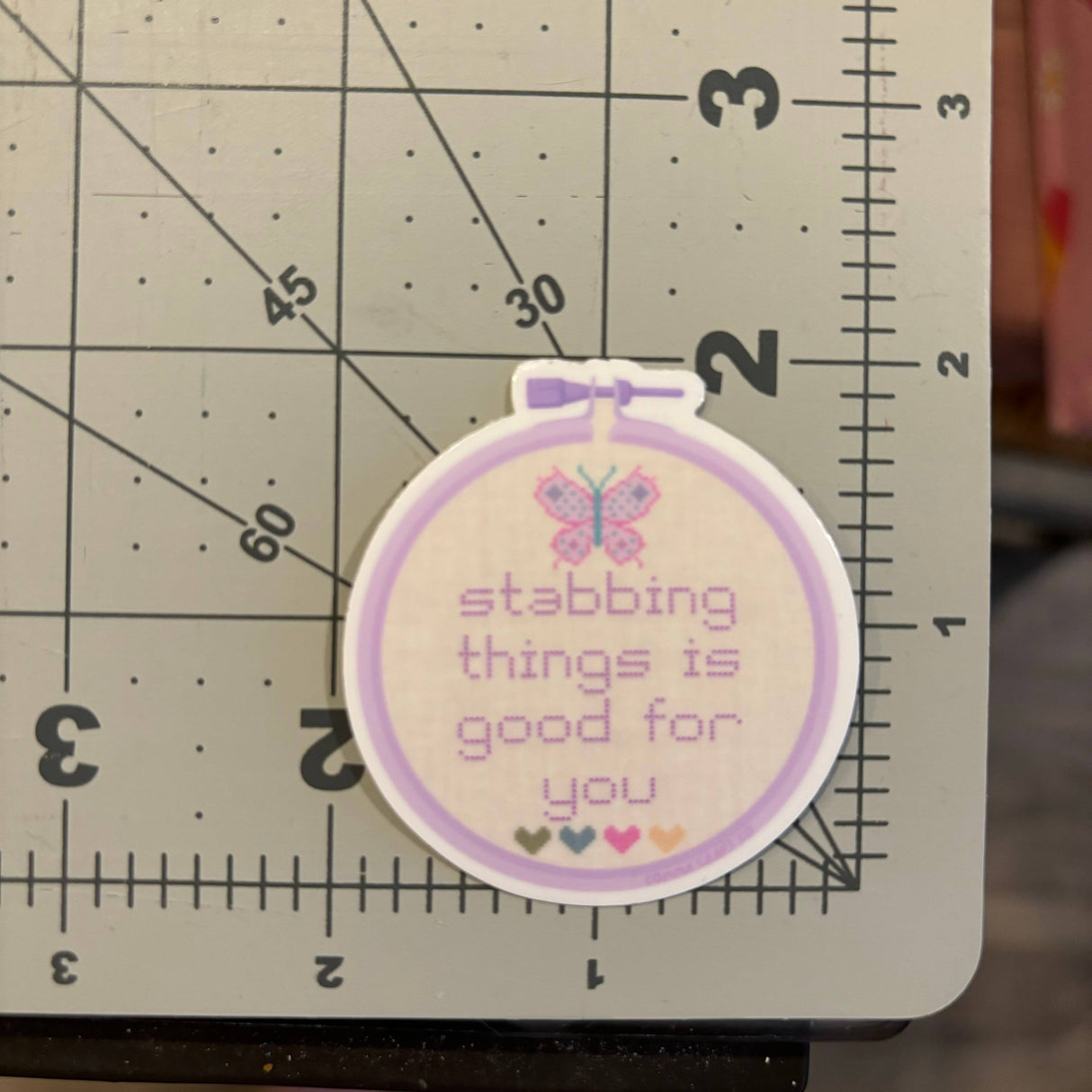 Stabbing Things is Good For You Embroidery Cross Stitch Sticker