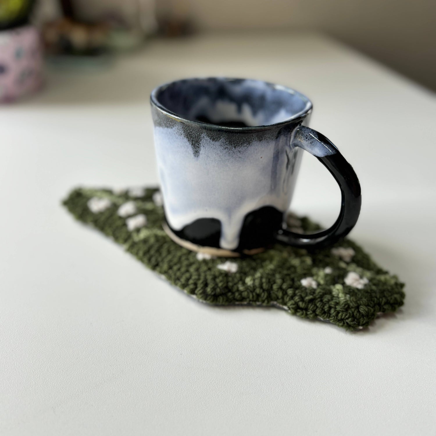Begonia Hand Tufted Coaster Mug Rug