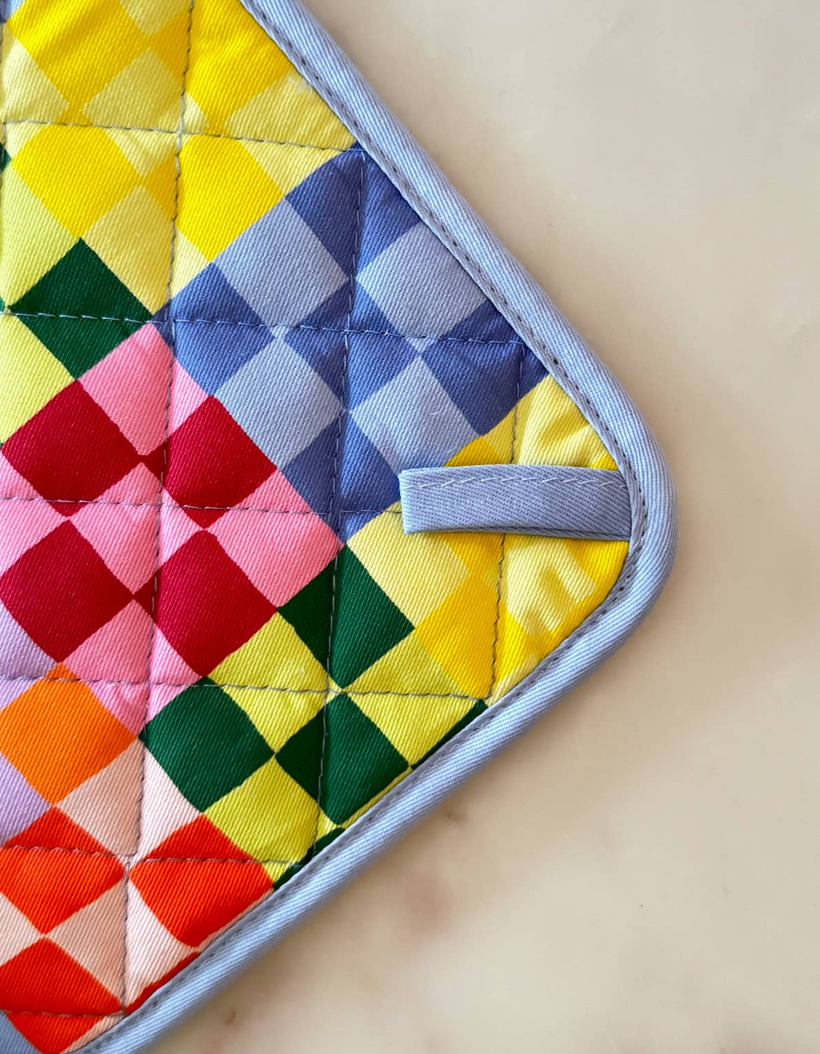 Rainbow Check Cotton Oven Mitt + Pot Holder Set