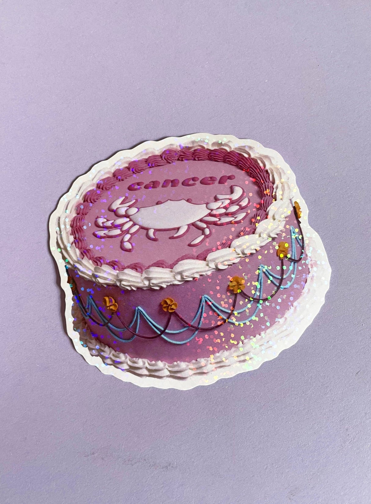 Cancer Glitter Horoscope Cake Sticker