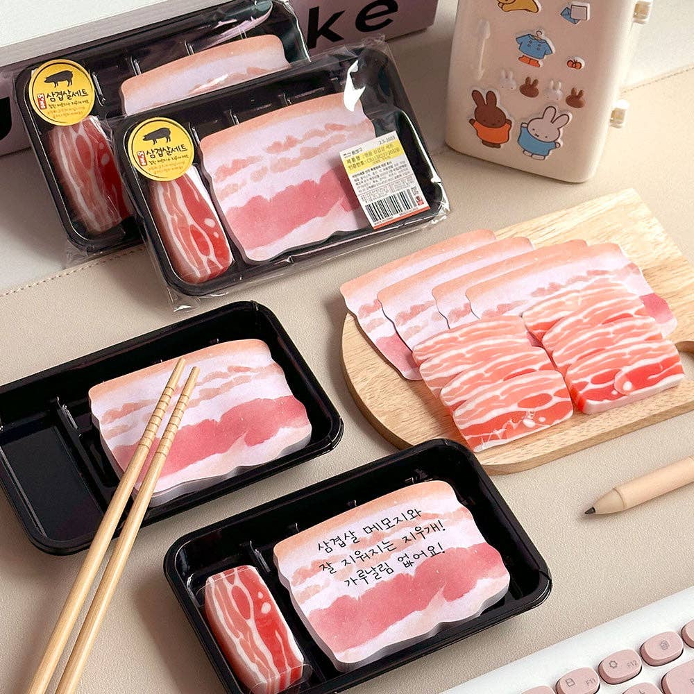 K-BBQ Pork Belly Memo Pad + Eraser Set