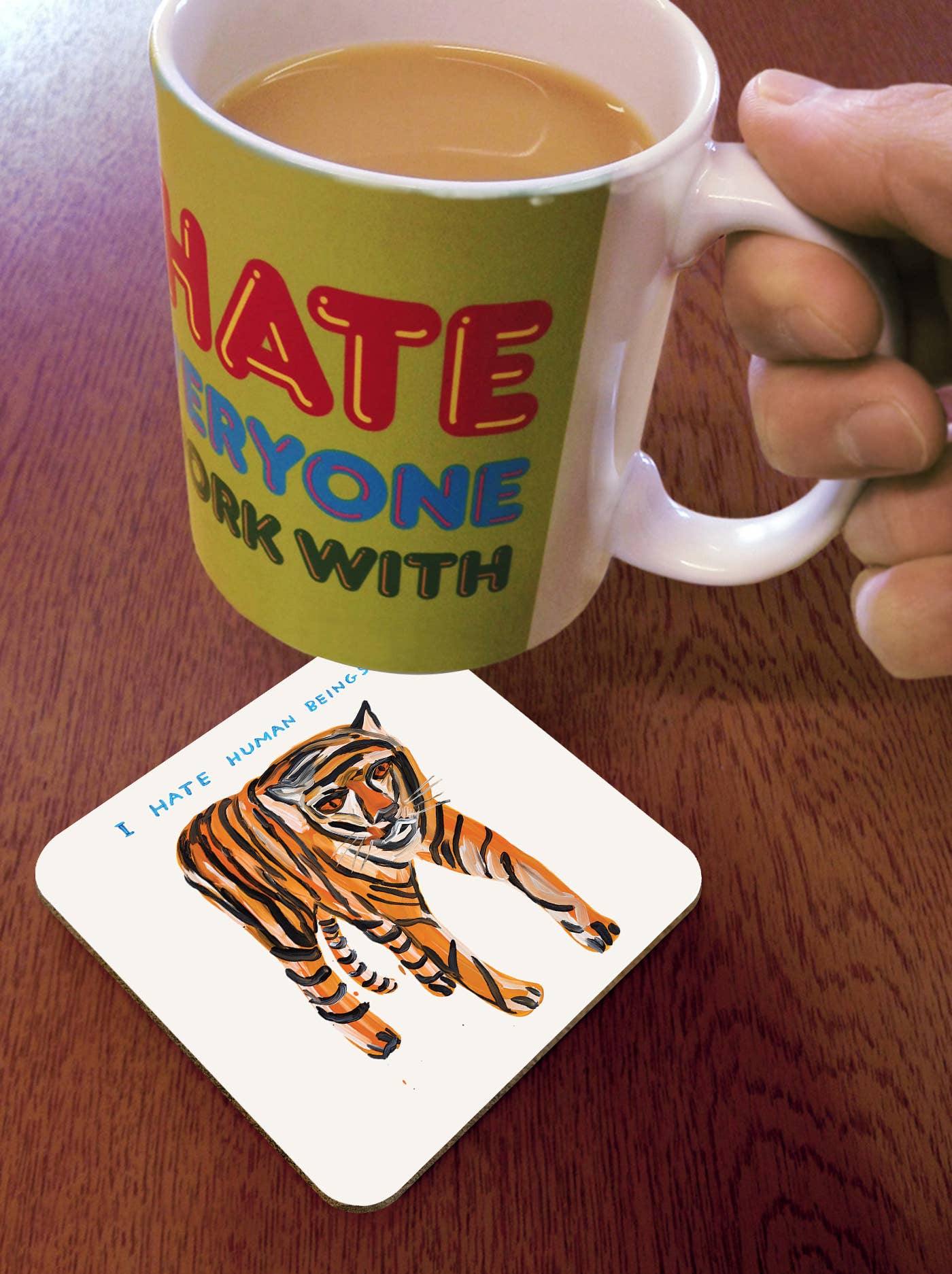 Tiger Hates Humans Art Coaster