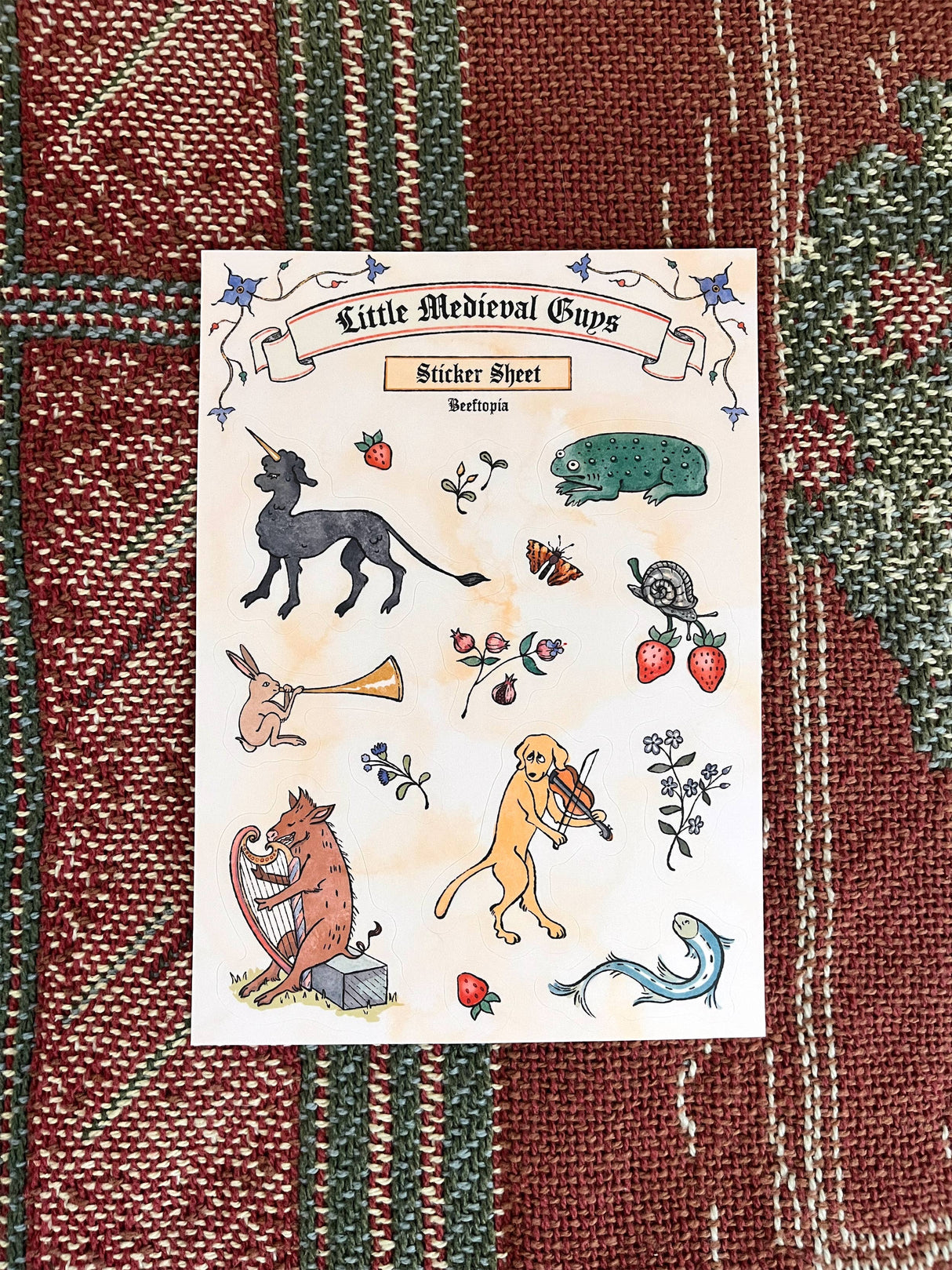 Medieval Manuscript Creatures Sticker Sheet