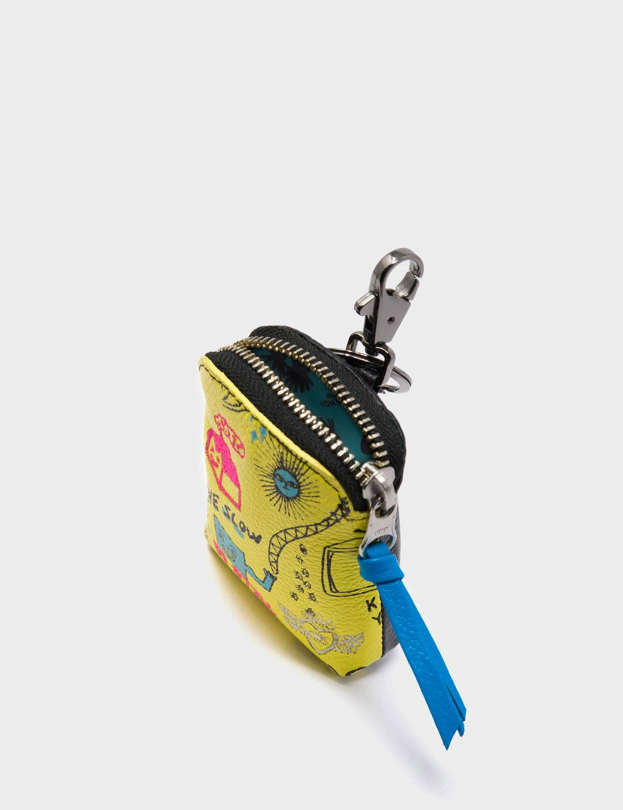 Florence Pouch Charm - Light Yellow Leather Keychain Urban Doodles Design