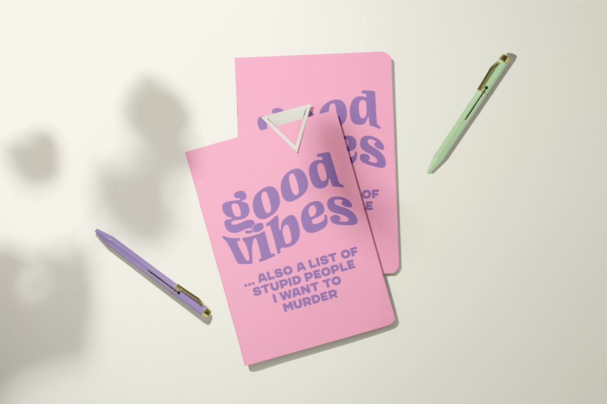 Good Vibes + Stupid Ppl Pocket Notebook