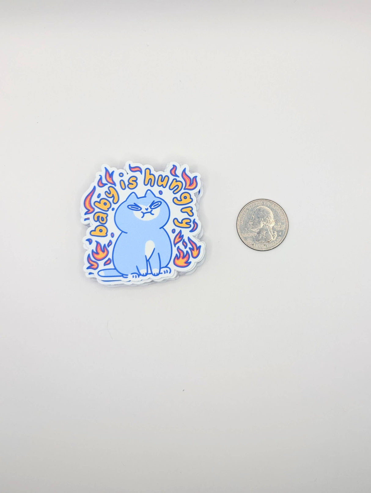 Baby Is Hungry Cat Vinyl Sticker