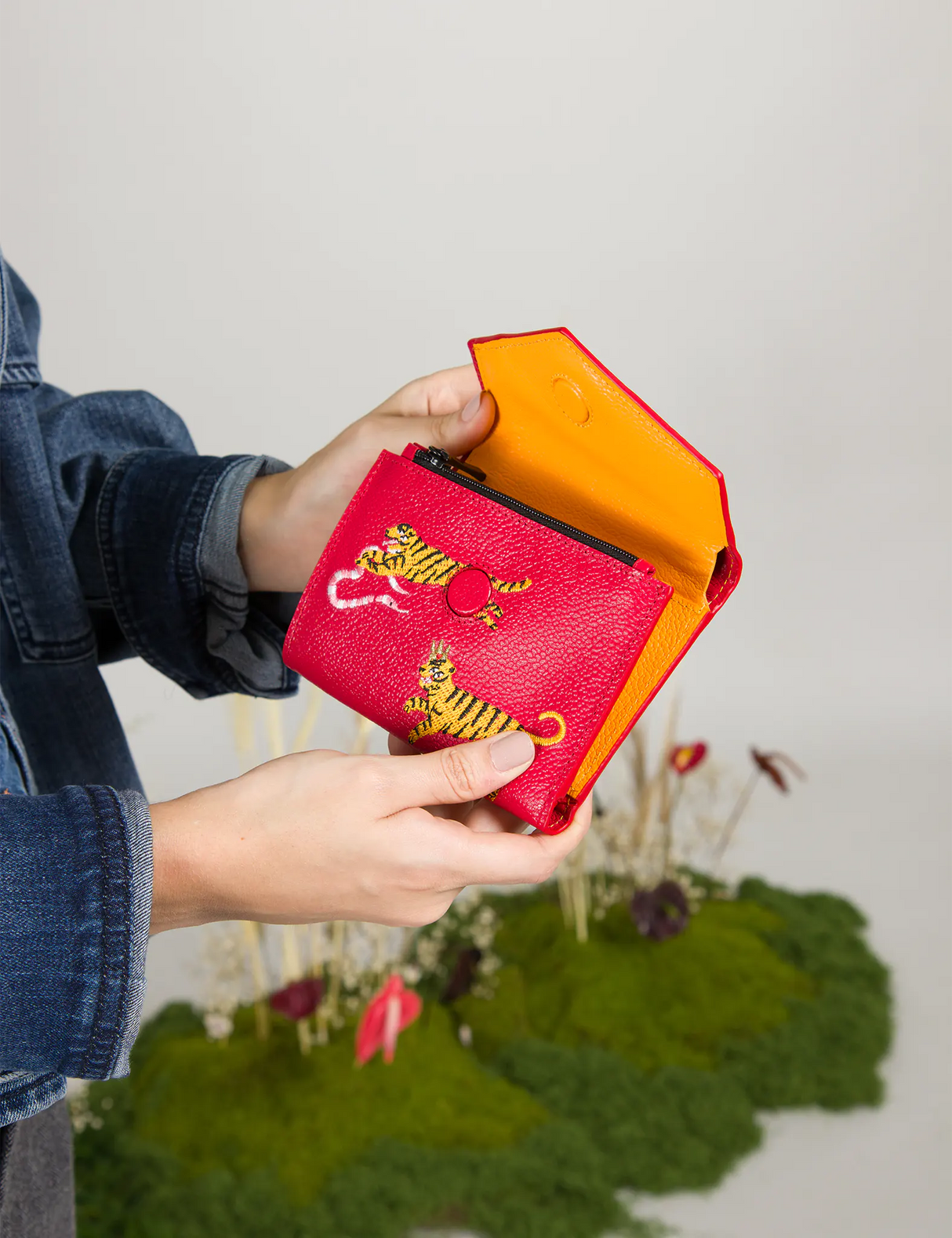 Fiona Jester Red Leather Wallet - Tiger Rumble Design