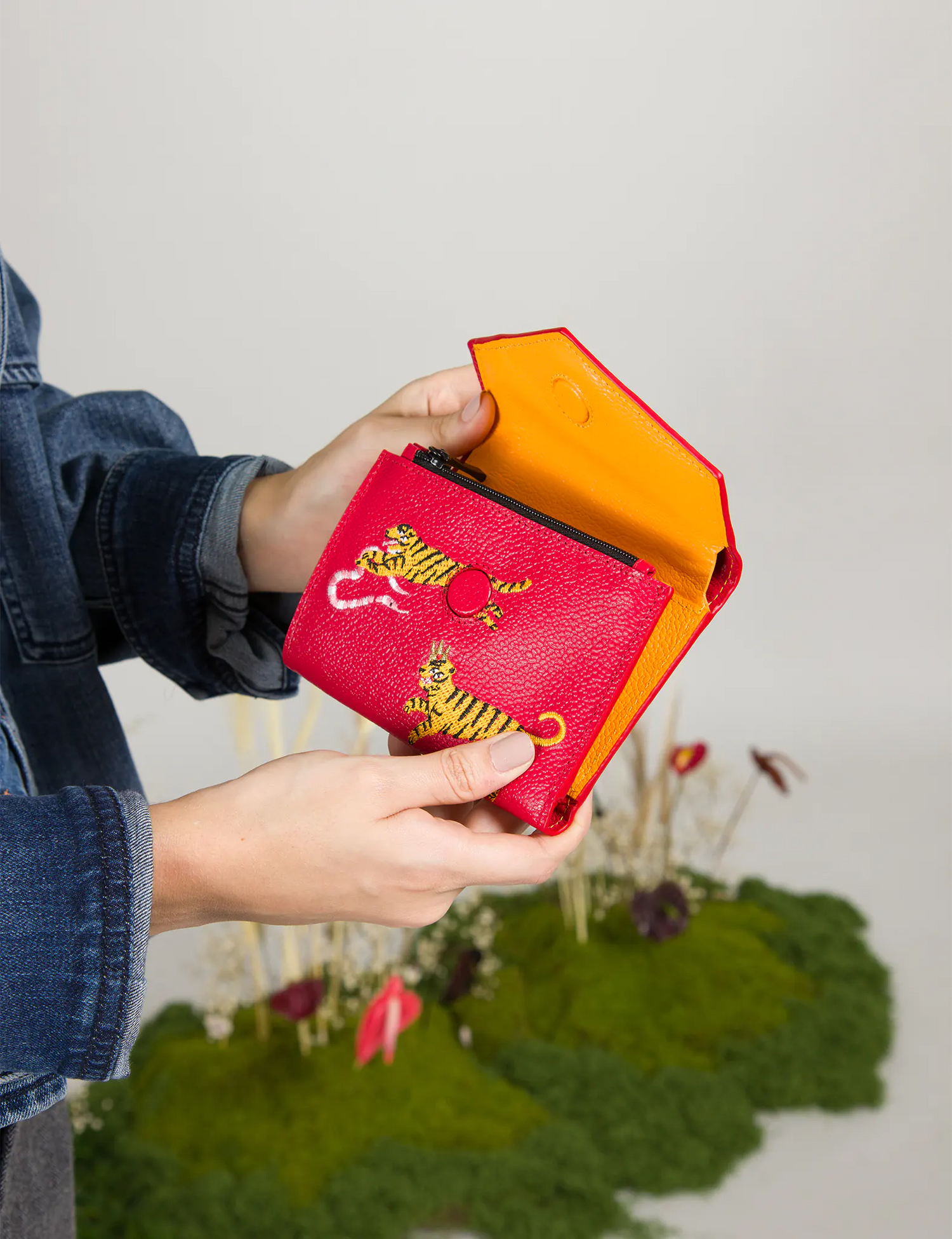Fiona Jester Red Leather Wallet - Tiger Rumble Design