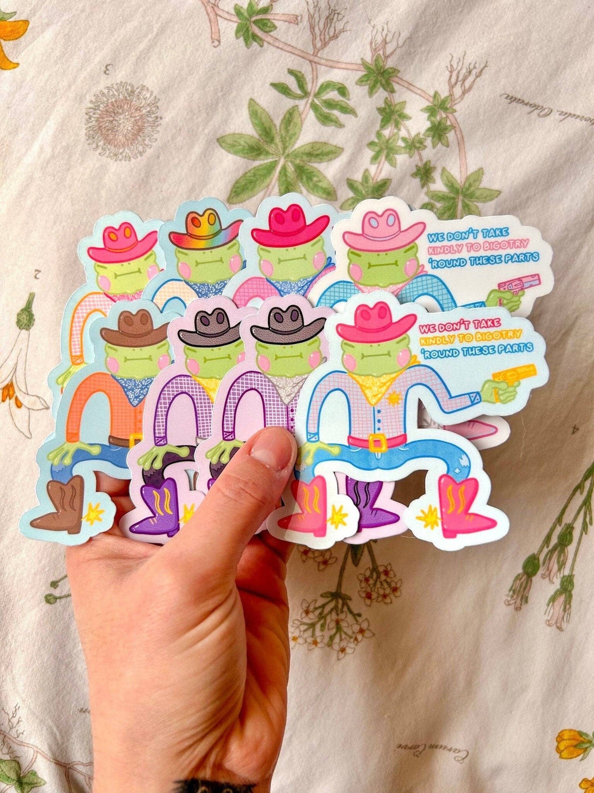 Pride Cowboy Frogs | We Don't Take Kindly to Bigotry Sticker