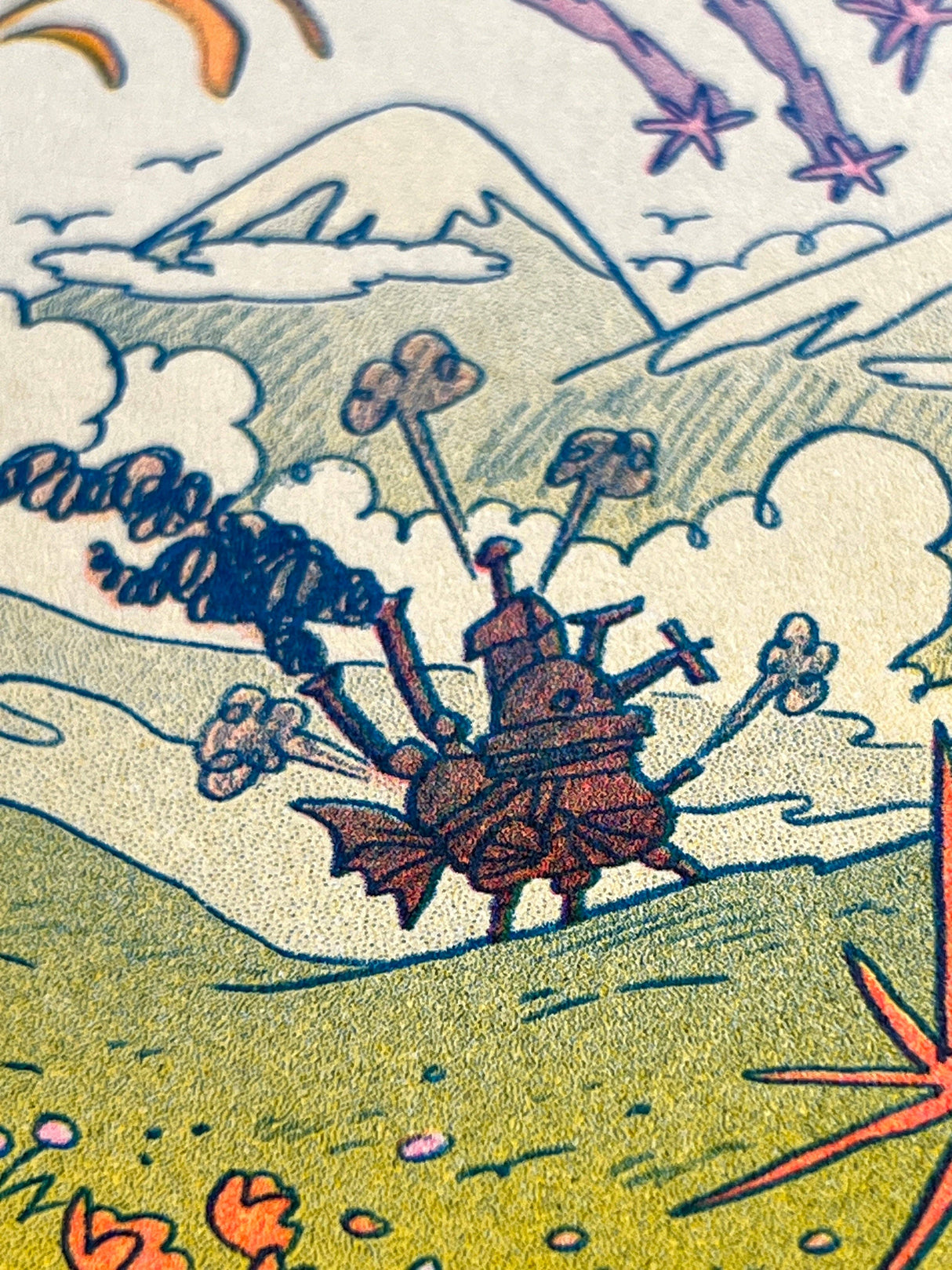 Howl's Moving Castle Small Riso Print