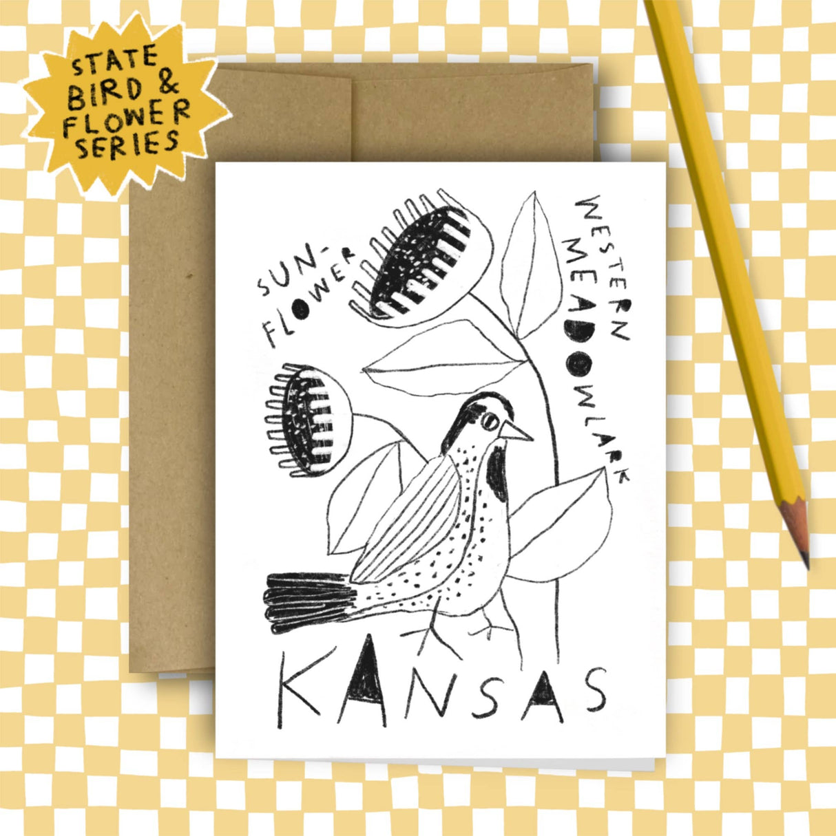 Kansas State Flower & Bird Greeting Card