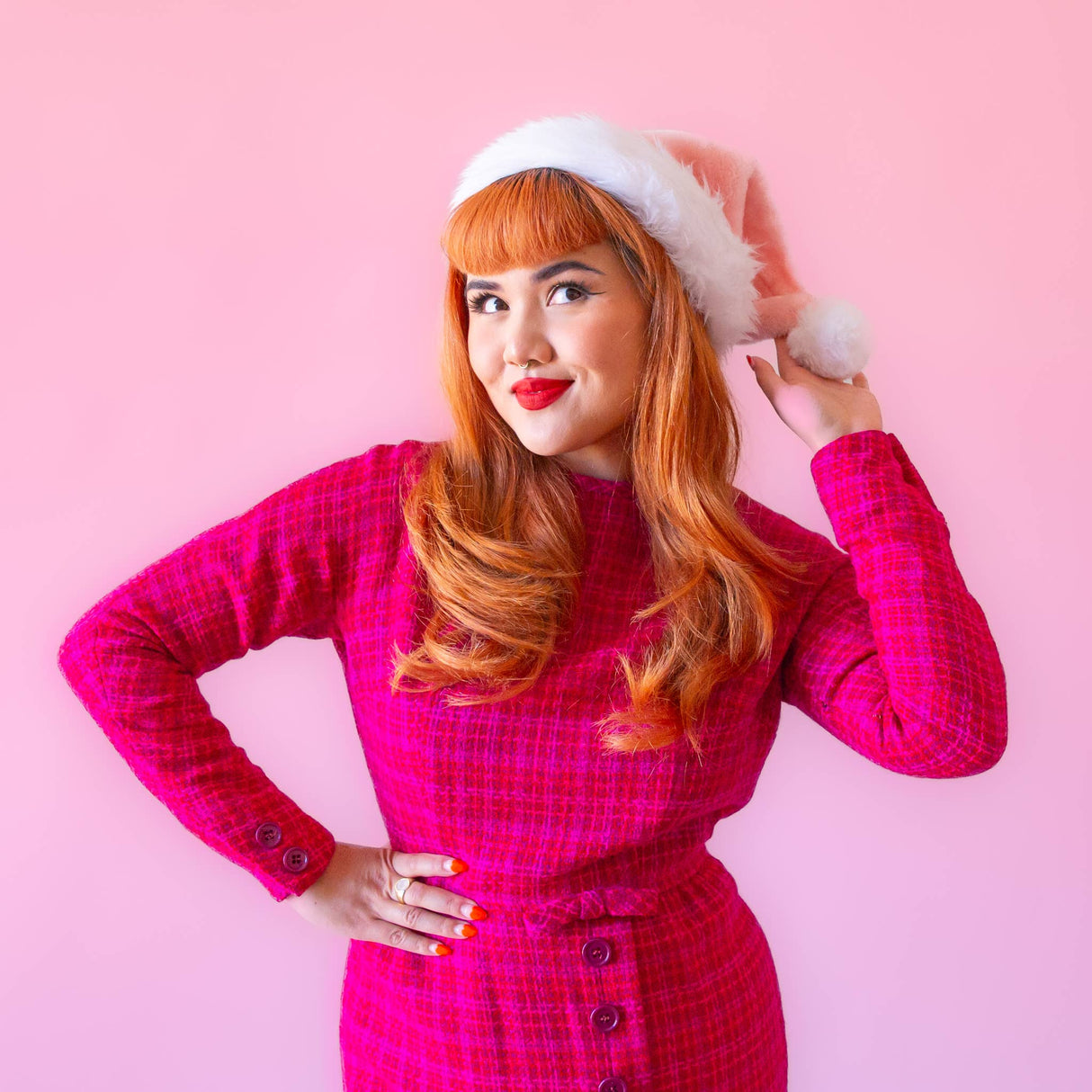 Luxe Christmas Santa Hat | Light Pink