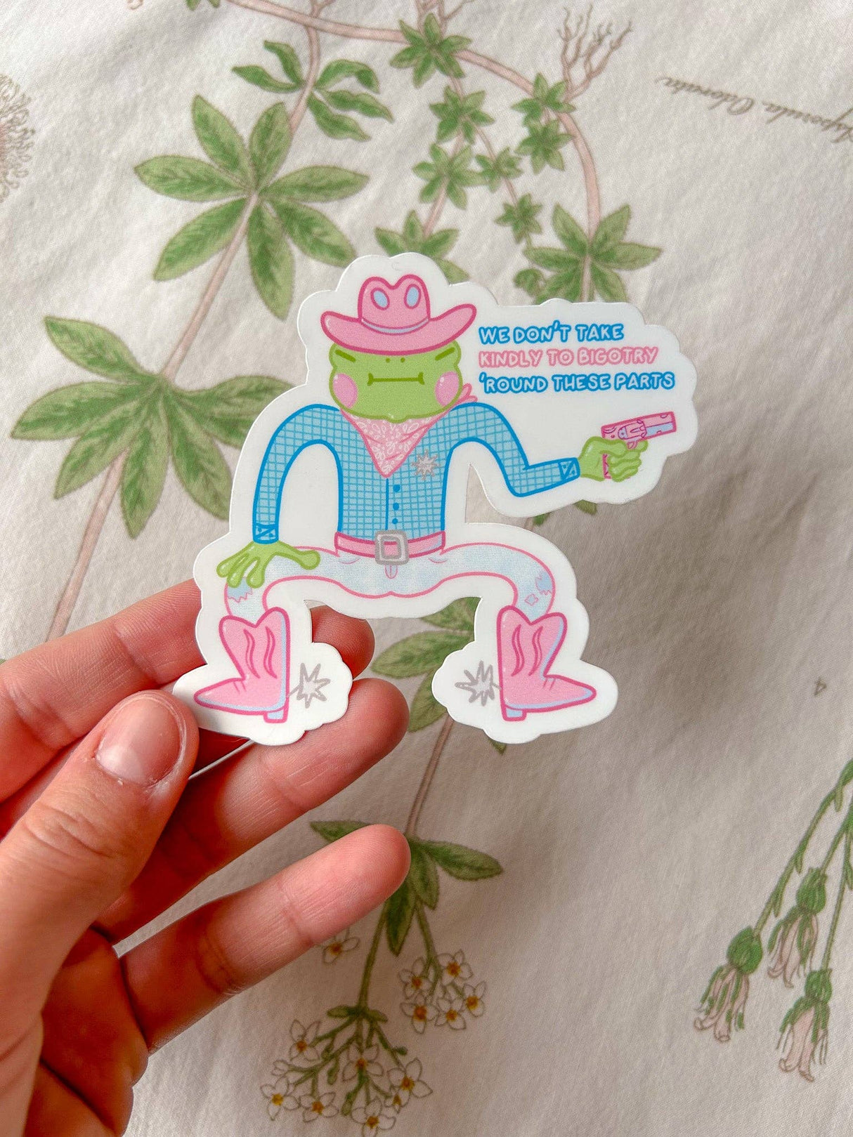 Pride Cowboy Frogs | We Don't Take Kindly to Bigotry Sticker