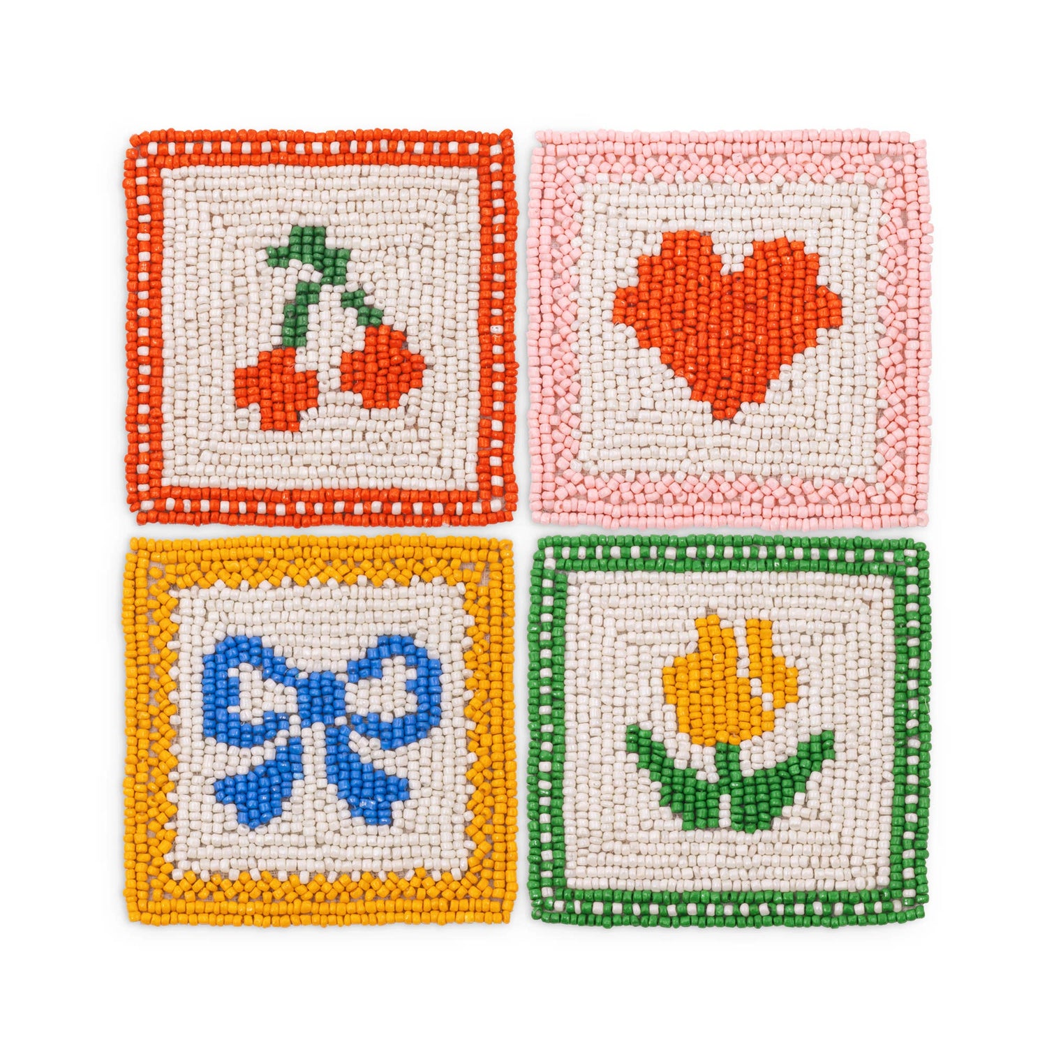 Beaded Quilt Coaster Set