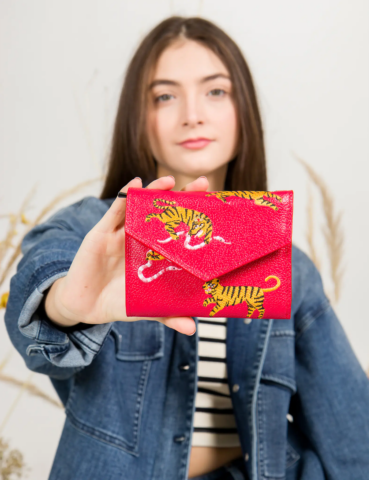 Fiona Jester Red Leather Wallet - Tiger Rumble Design