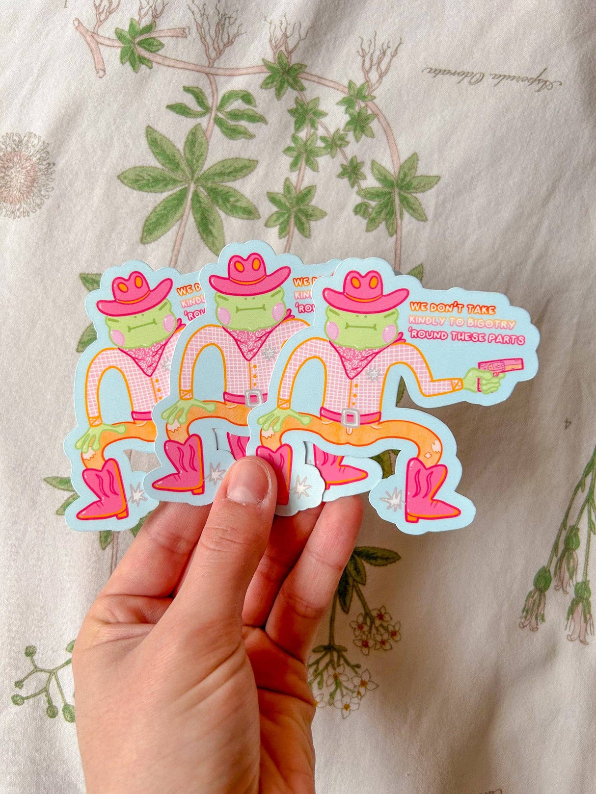 Pride Cowboy Frogs | We Don't Take Kindly to Bigotry Sticker