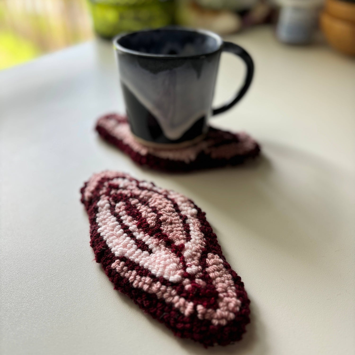 Mini Muff Vagina Hand-Tufted Punch Needle Mug Rug Coaster