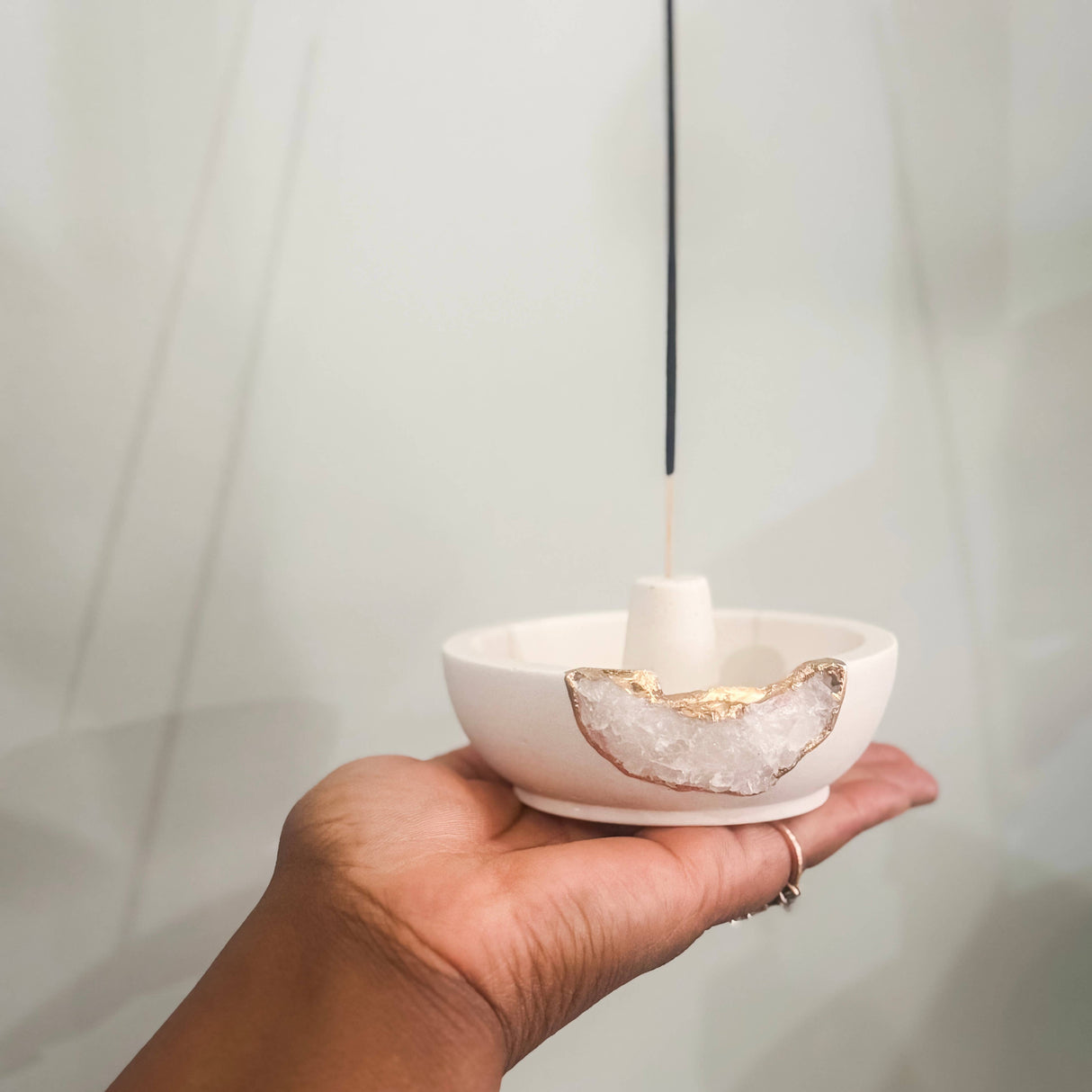 Natural Quartz Geode Incense Holder
