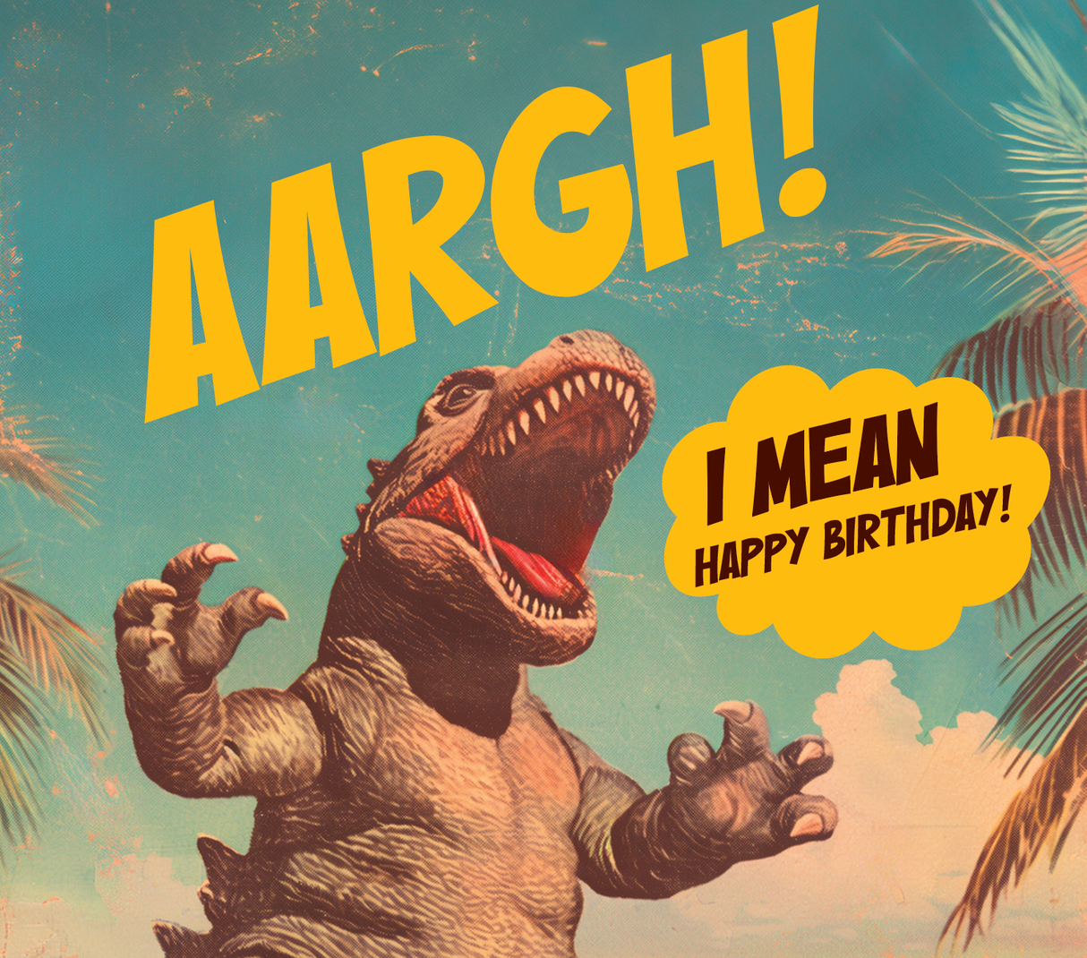 Godzilla Beach Birthday Party Card