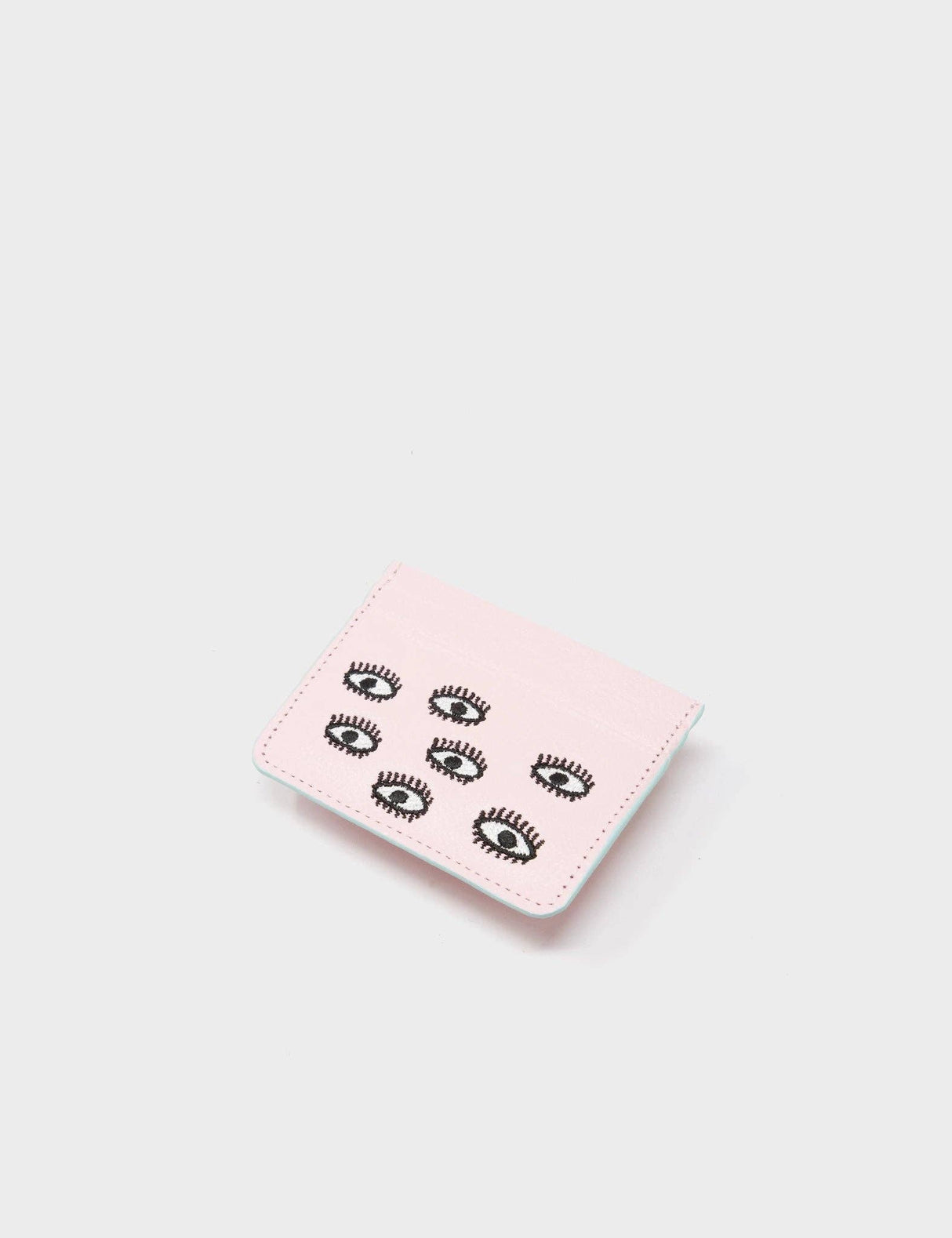 Filium Parfait Pink Leather Cardholder - All Over Eyes Embroidery