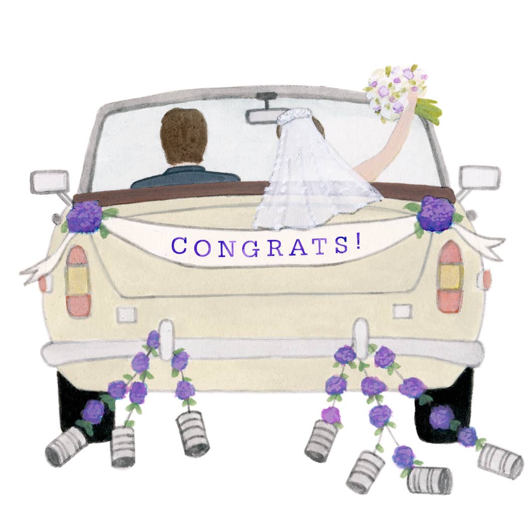 Congrats Wedding Car Greeting Card