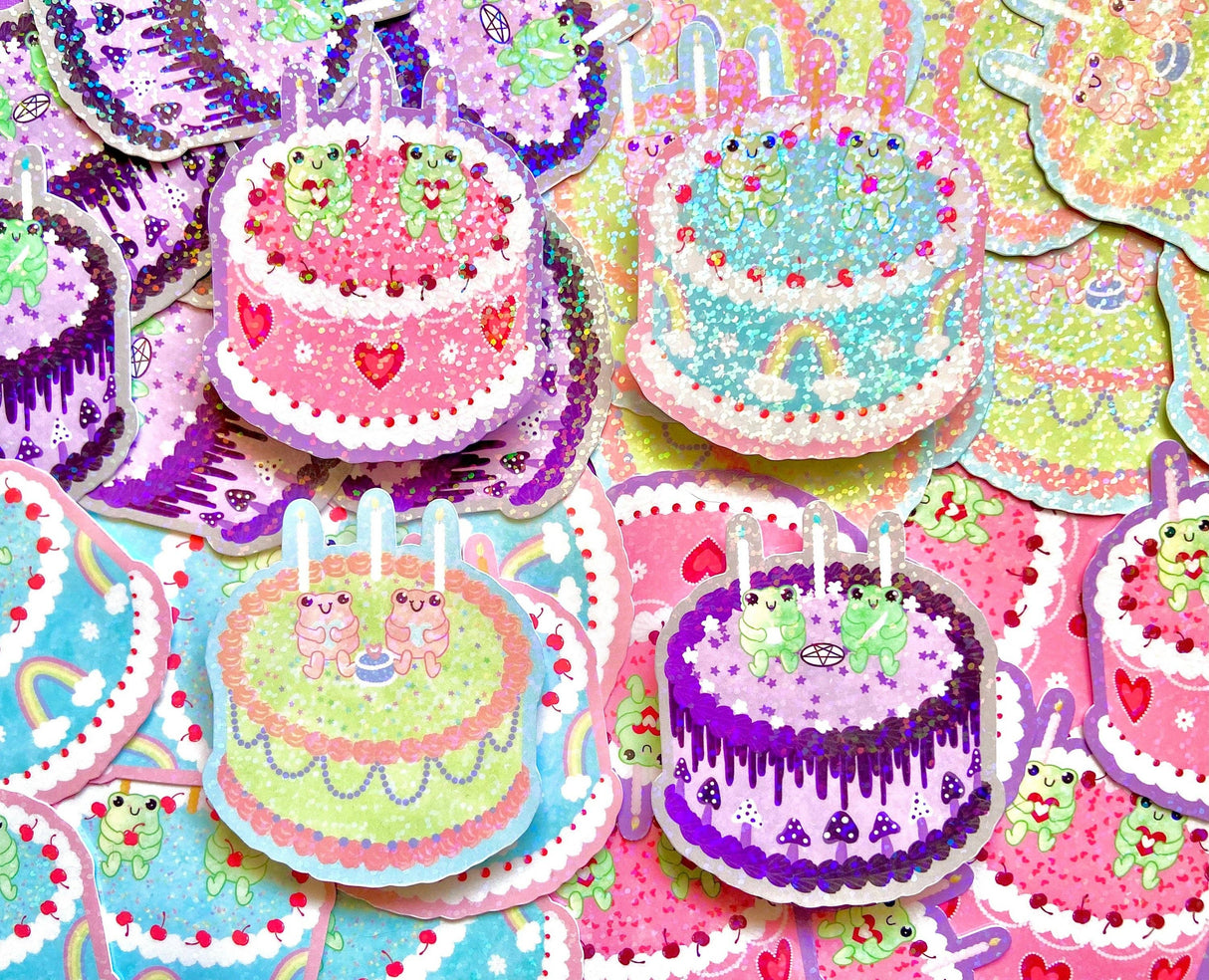 Mini Froggy Cake Sparkle Sticker Packs
