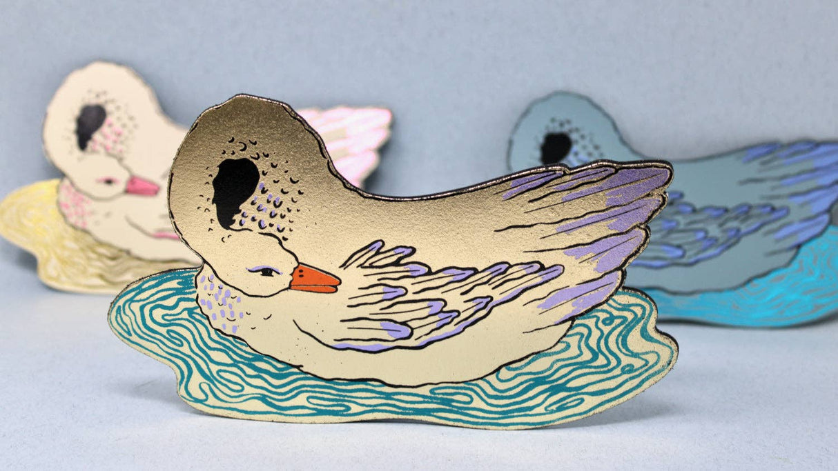 Leather Giant Swan Magnet