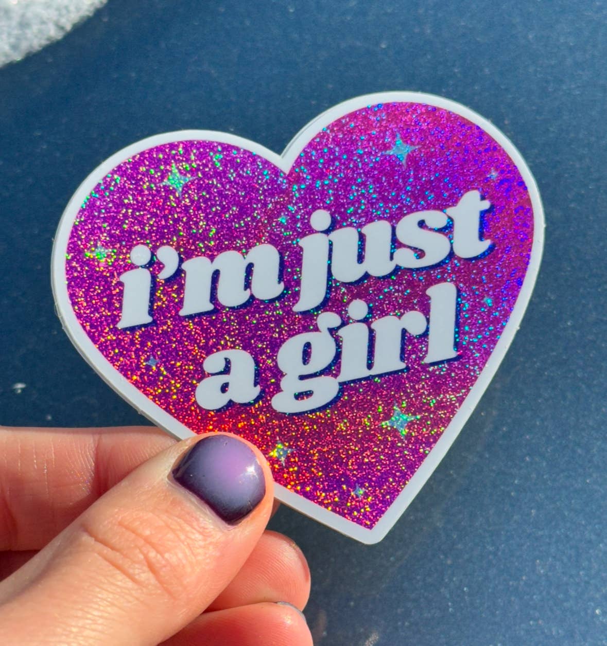 I'm Just A Girl Glittery Heart Sticker