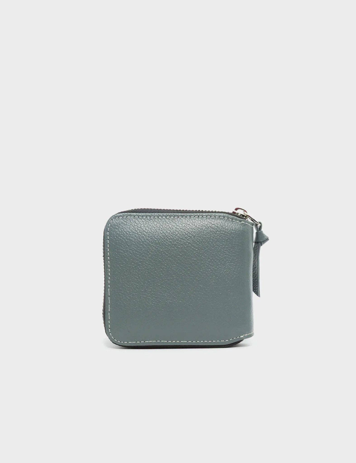 Fedor Stormy Gray Leather Wallet - Pigeonista Embroidery