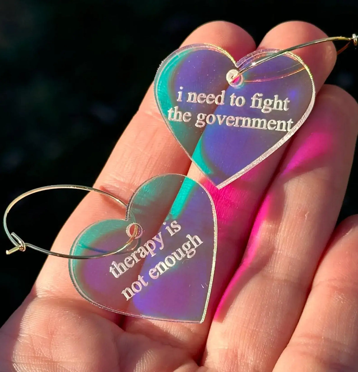 I Need To Fight The Government Heart Hoop Earrings