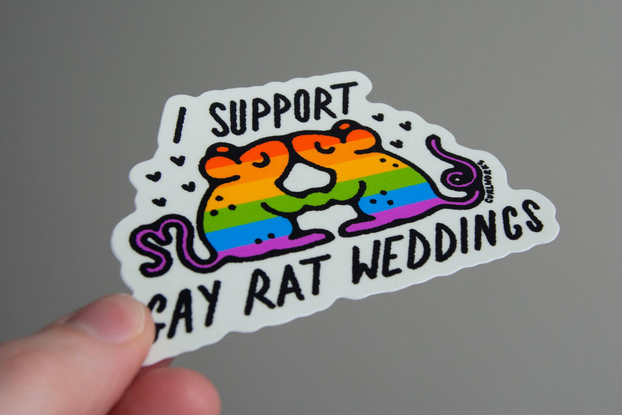 I Support Gay Rat Weddings - 3" Vinyl Sticker