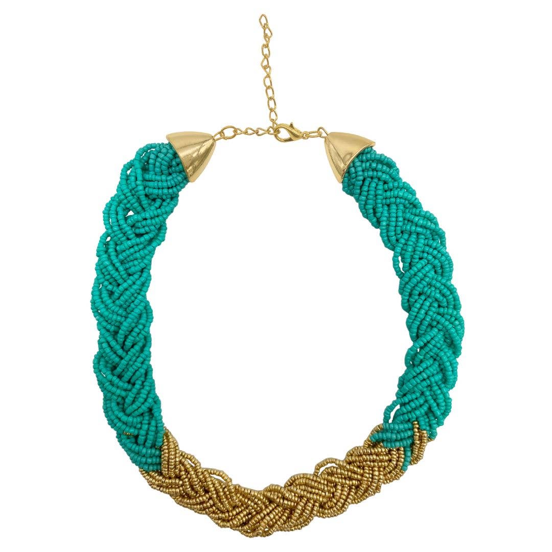 Gold + Turquoise Beaded 14K Necklace