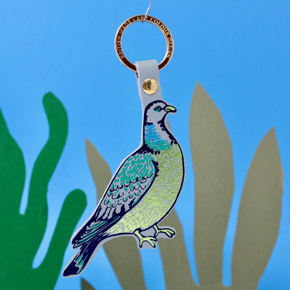 Leather Feral Pigeon Key Fob
