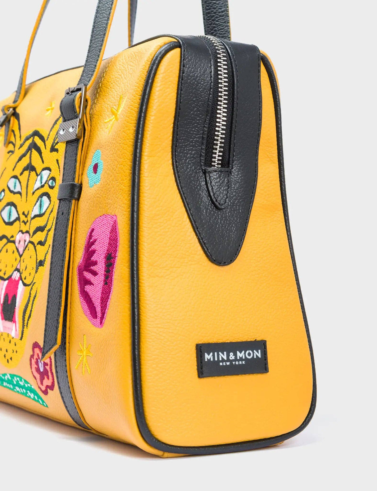 Esther Golden Glow Satchel Bag - Happy Tiger Embroidery