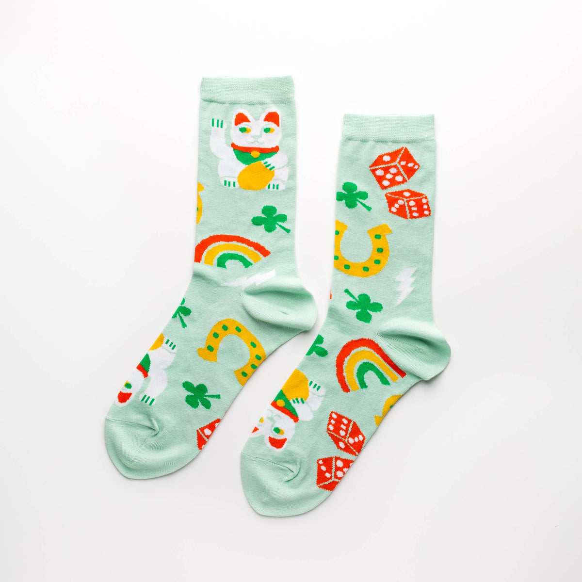 Women's - Lucky Cat & Clover Crew Socks