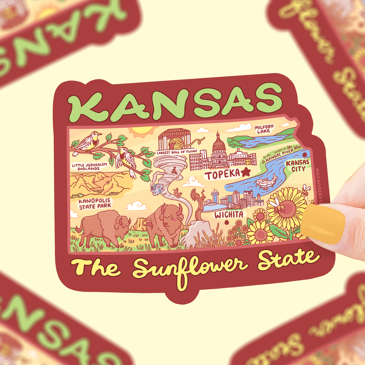 Kansas Map Sunflower State Vinyl Sticker