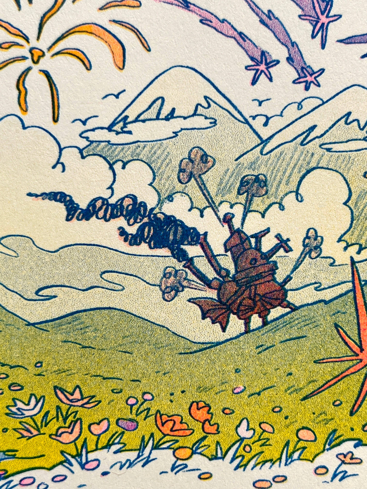 Howl's Moving Castle Small Riso Print