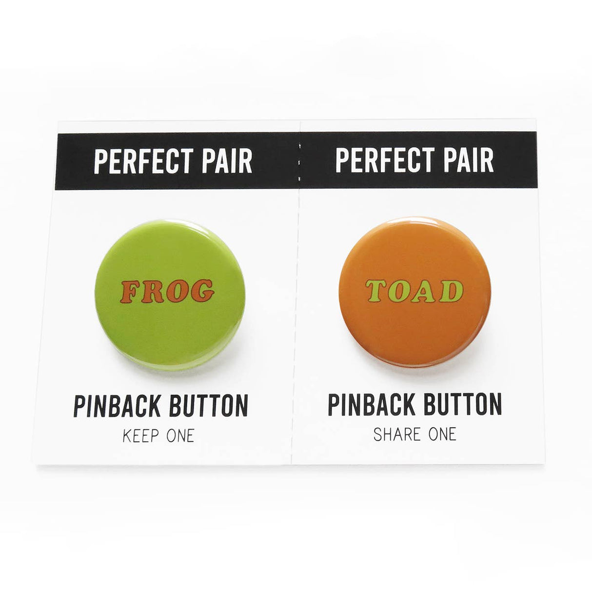 Perfect Pair Pinback Button Set: Frog & Toad