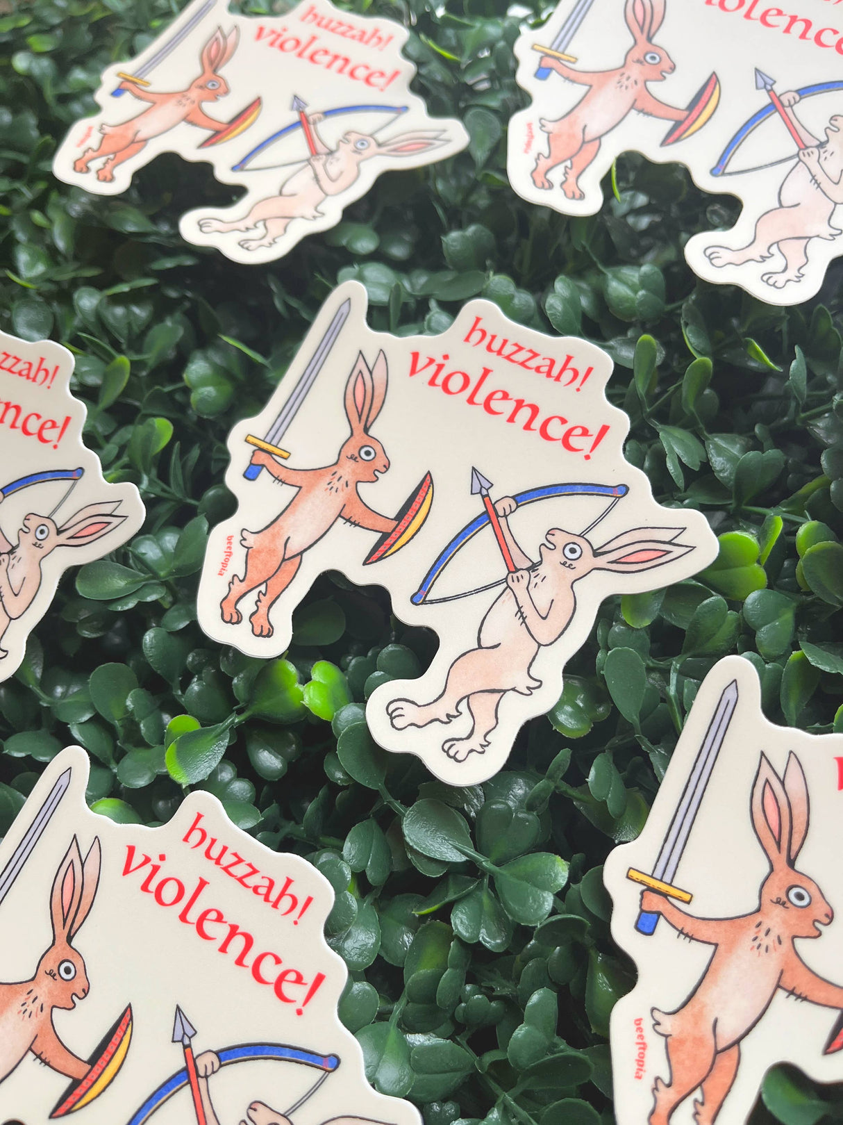 Huzzah! Violence! Medieval Rabbits Vinyl Sticker