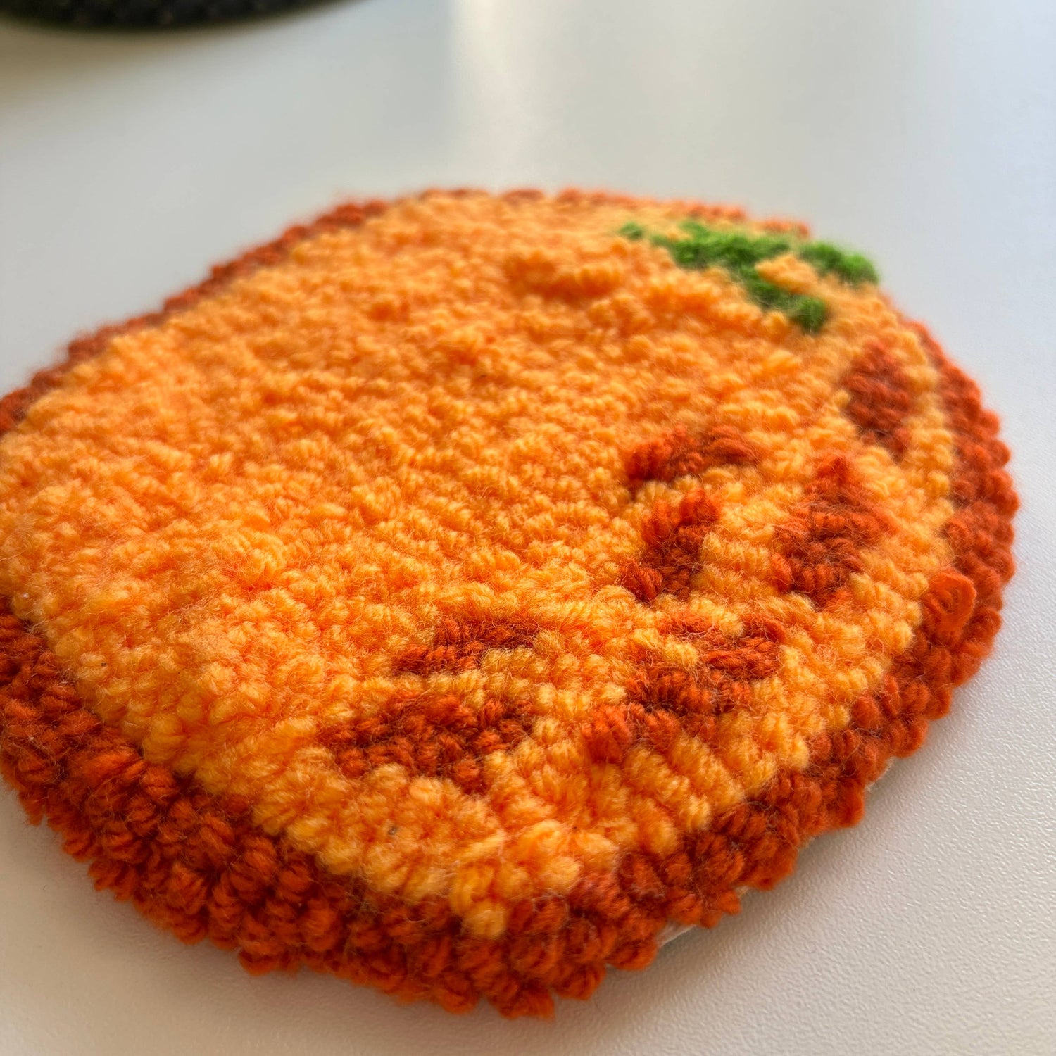 Orange Hand Tufted Mug Rug