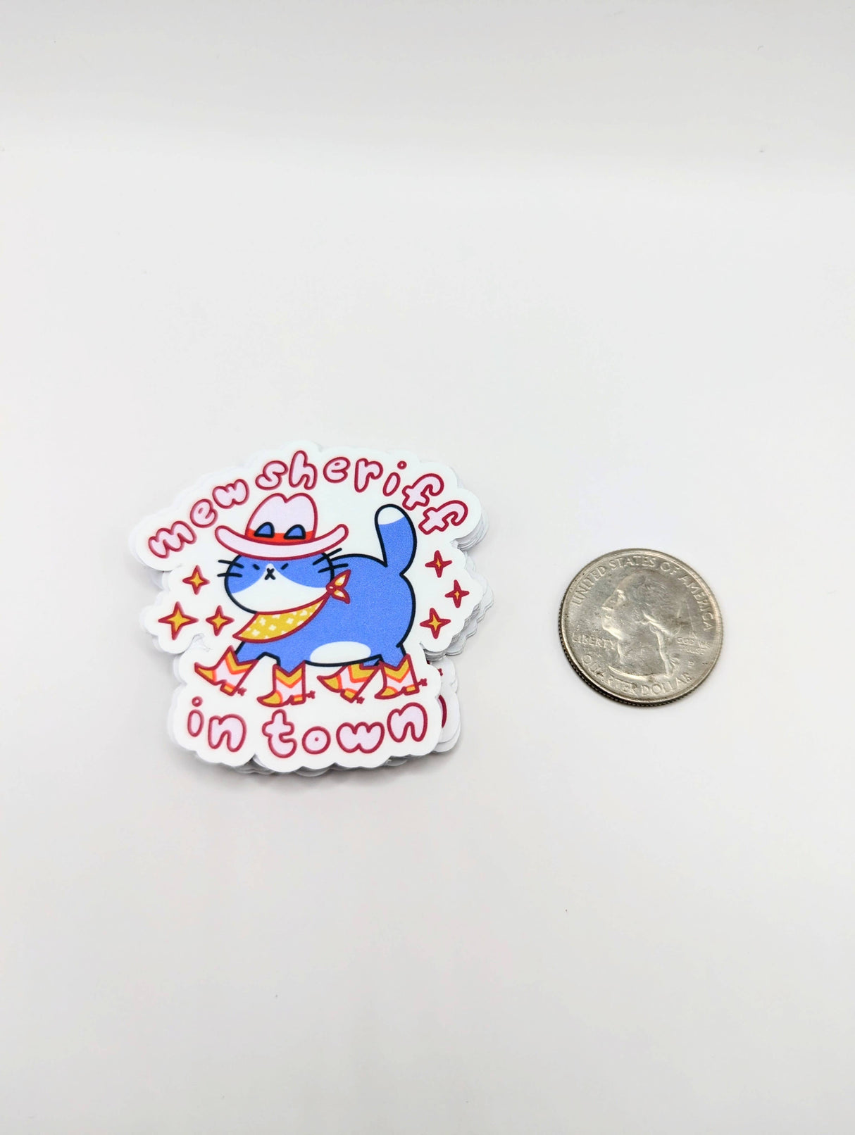 Mew Sheriff In Town Cowboy Cat Sticker