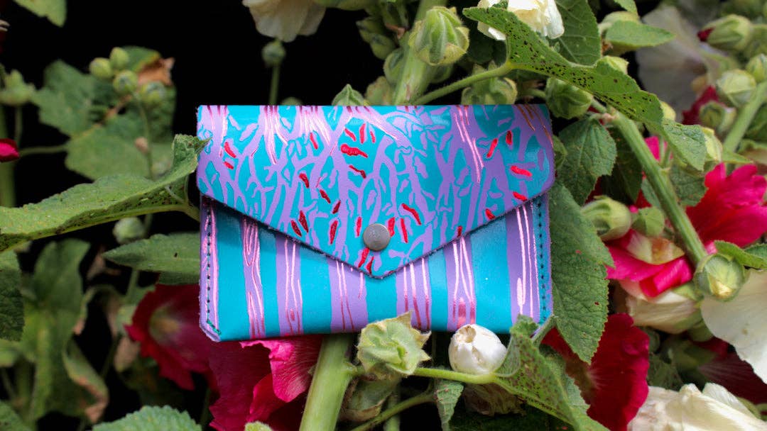 Leahter Forest Popper Purse