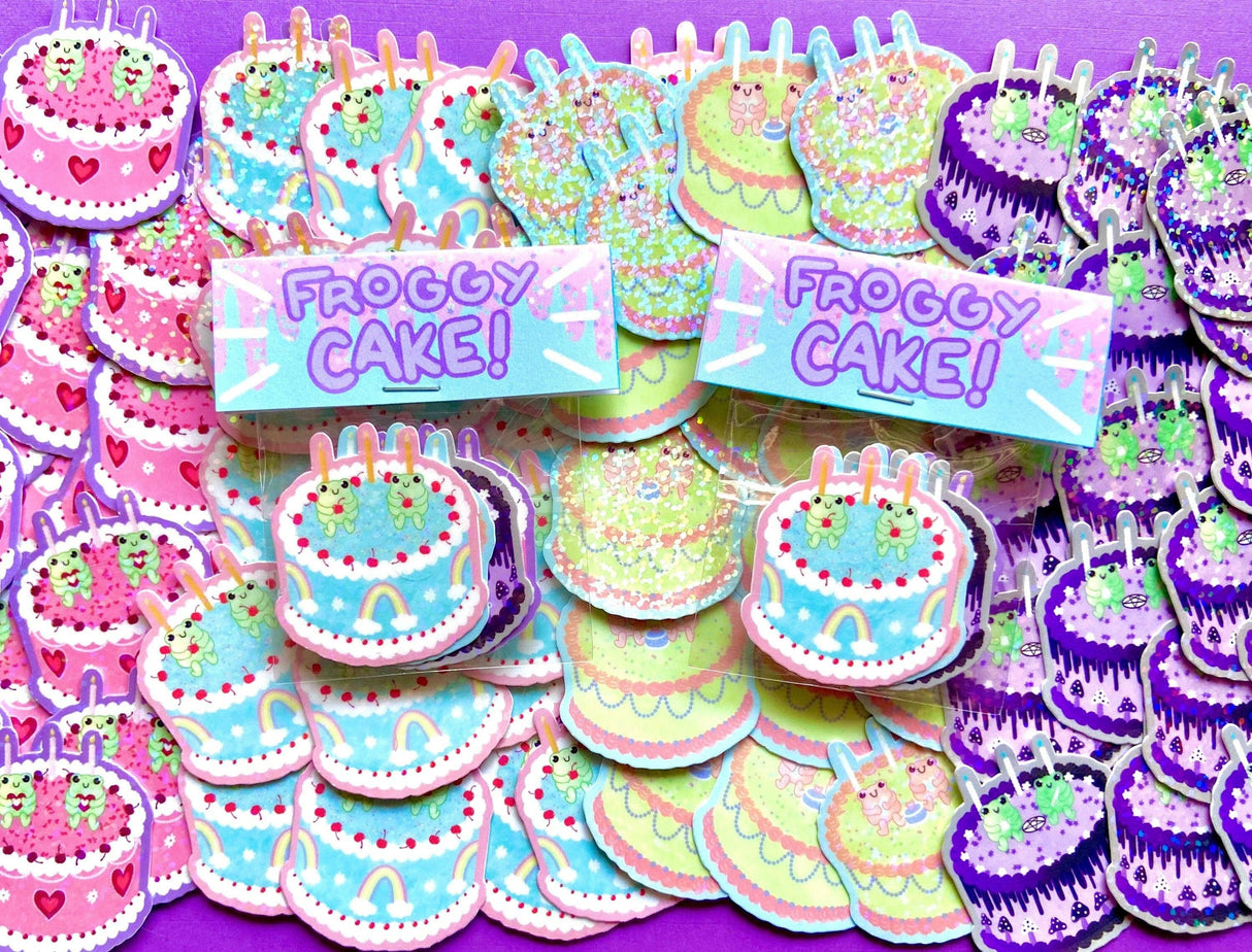 Mini Froggy Cake Sparkle Sticker Packs
