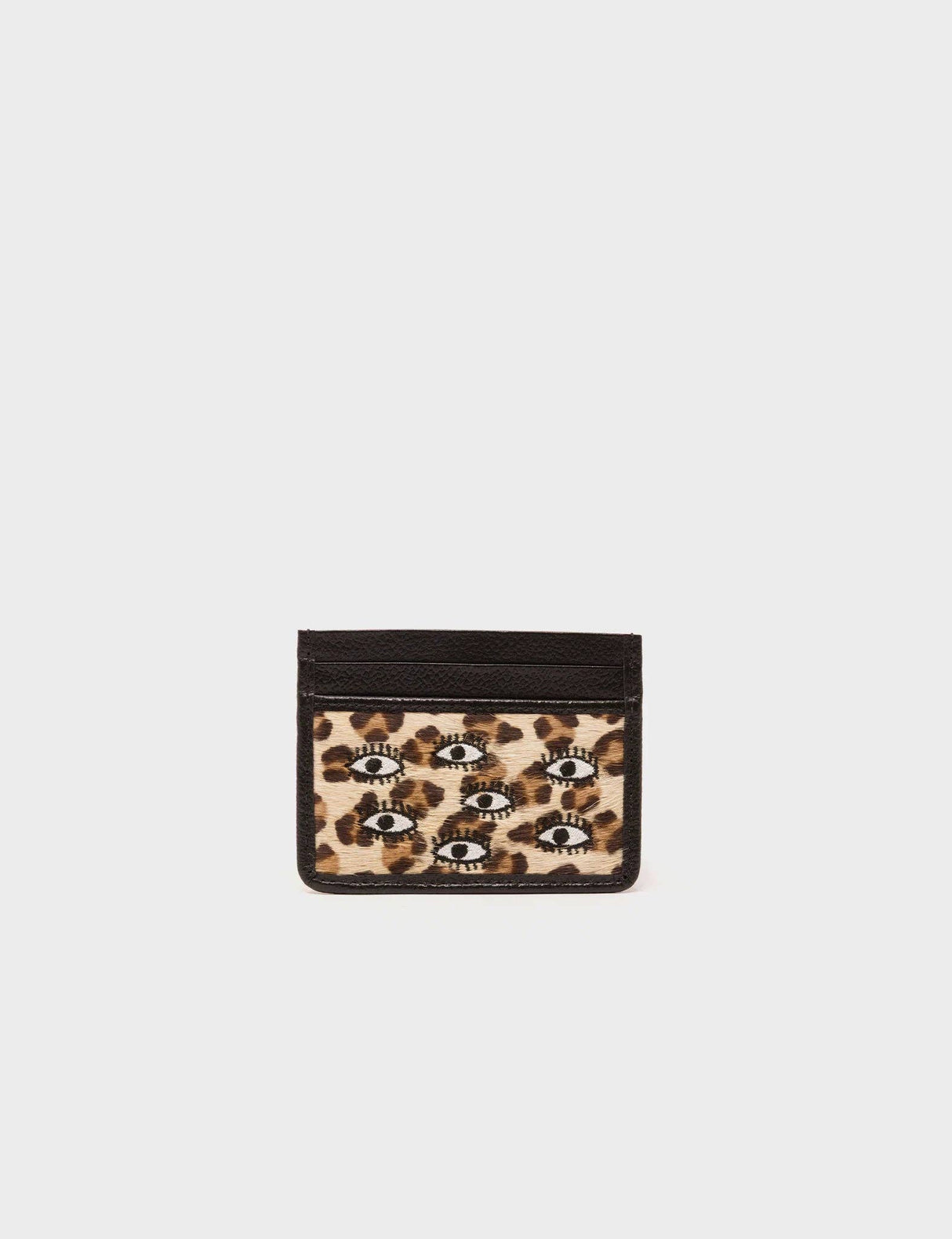 Filium Animal Print Leather Cardholder - All Over Eyes Embroidery