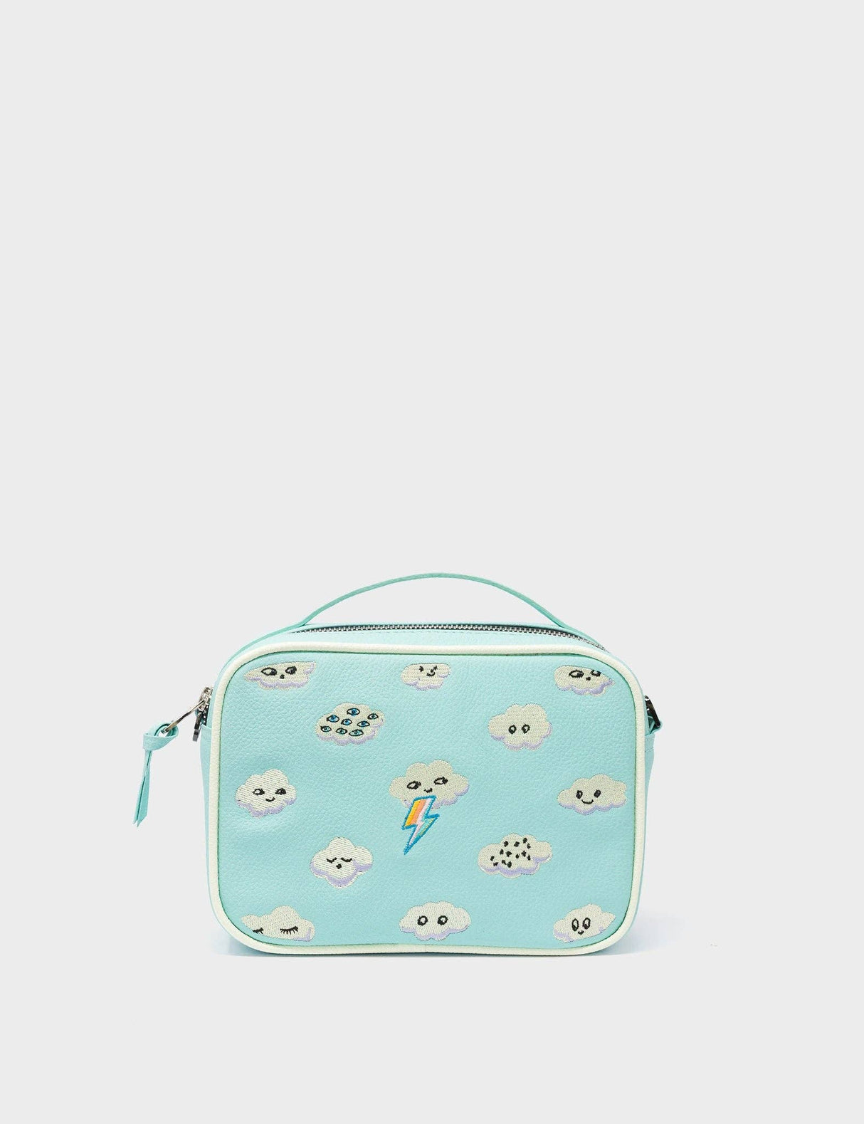 Verto Water Ballet Blue Leather Crossbody Bag - Happy Clouds Design