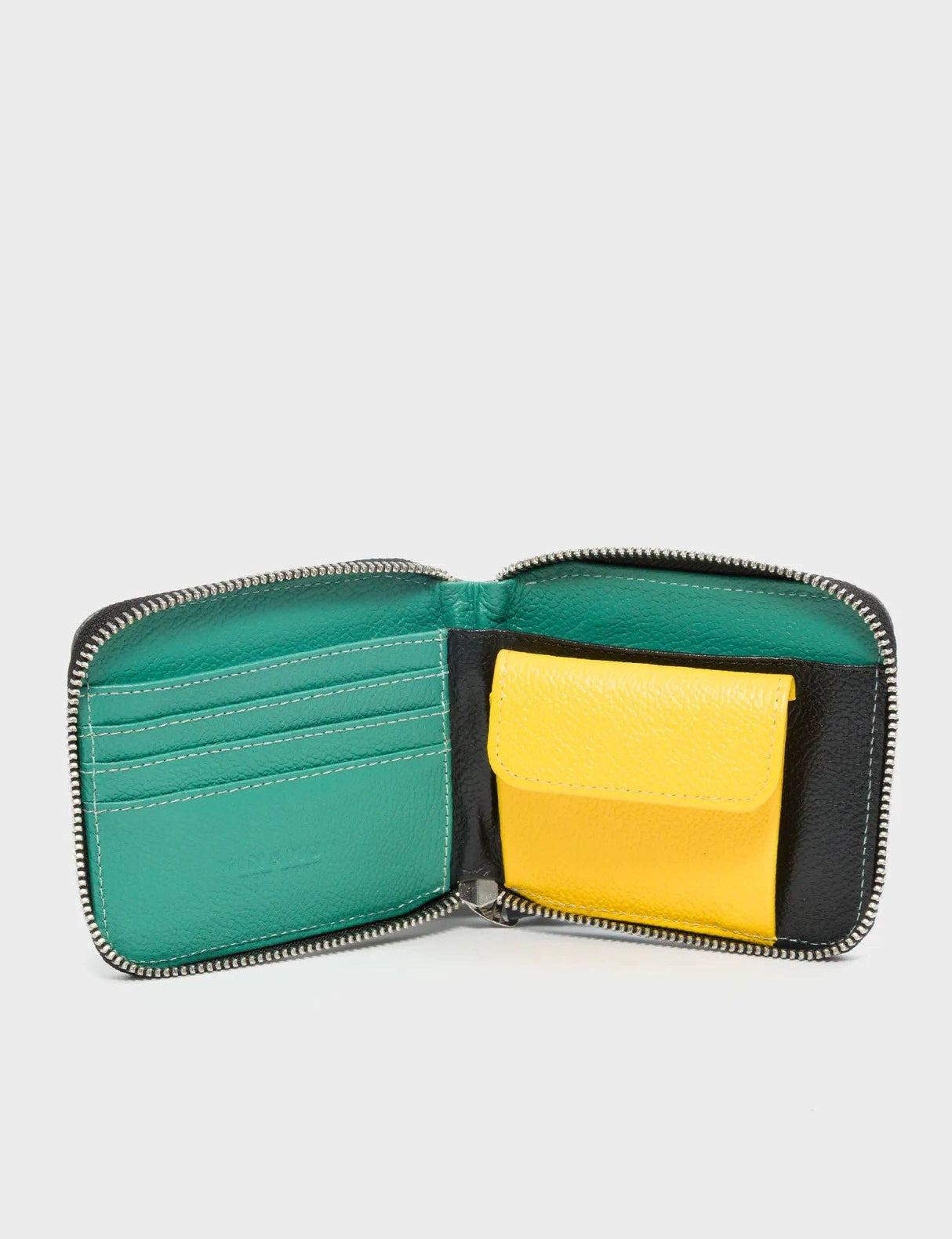 Fedor Stormy Gray Leather Wallet - Pigeonista Embroidery