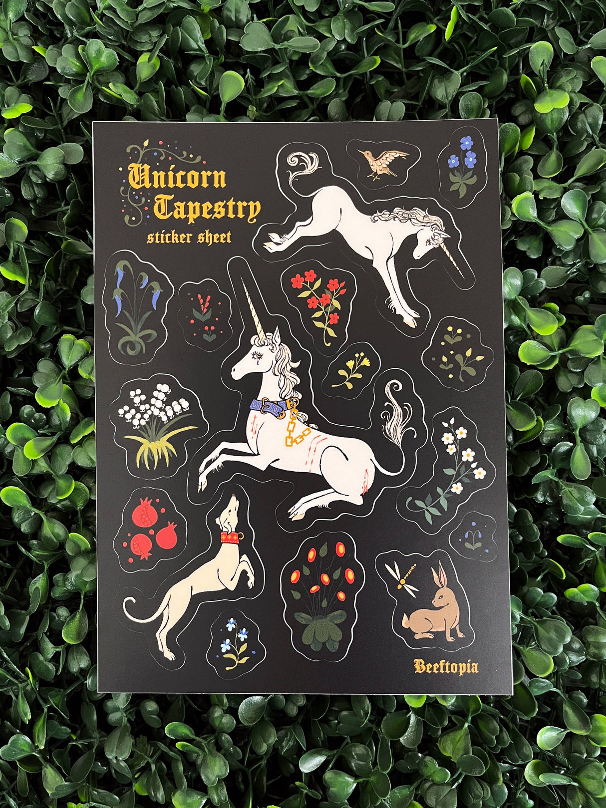 Unicorn Tapestry Medieval Sticker Sheet