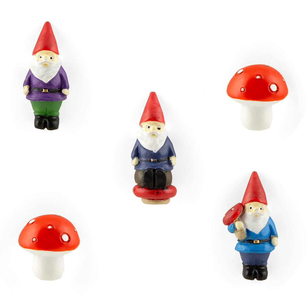 Colorful gnome + mushroom magnets
